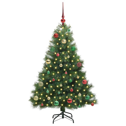 vidaXL Artificial Christmas Tree with 150 LEDs Green 150 cm PE and PVC - 52286