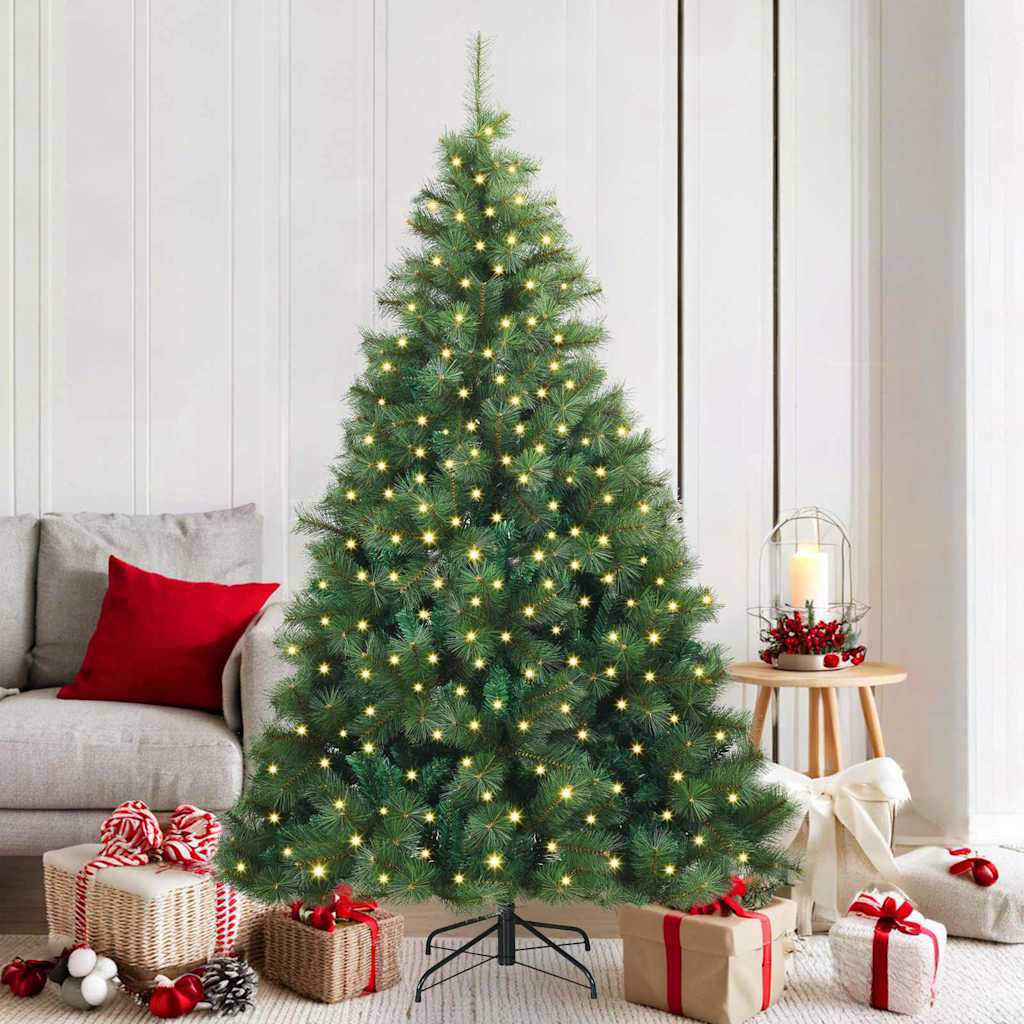 vidaXL Artificial Christmas Tree with 300 LEDs Green 180 cm PE and PVC - 52299