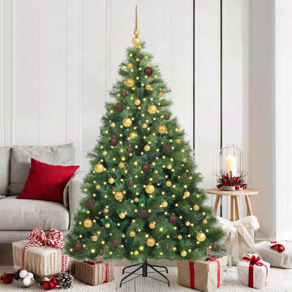 vidaXL Artificial Christmas Tree with 300 LEDs Green 180 cm PE and PVC - 52302