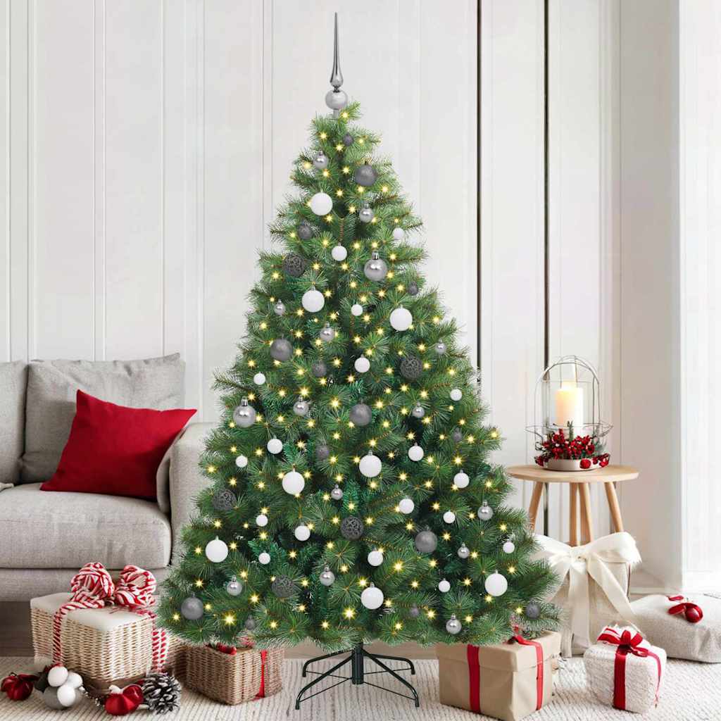 vidaXL Artificial Christmas Tree with 300 LEDs Green 180 cm PE and PVC - 52307