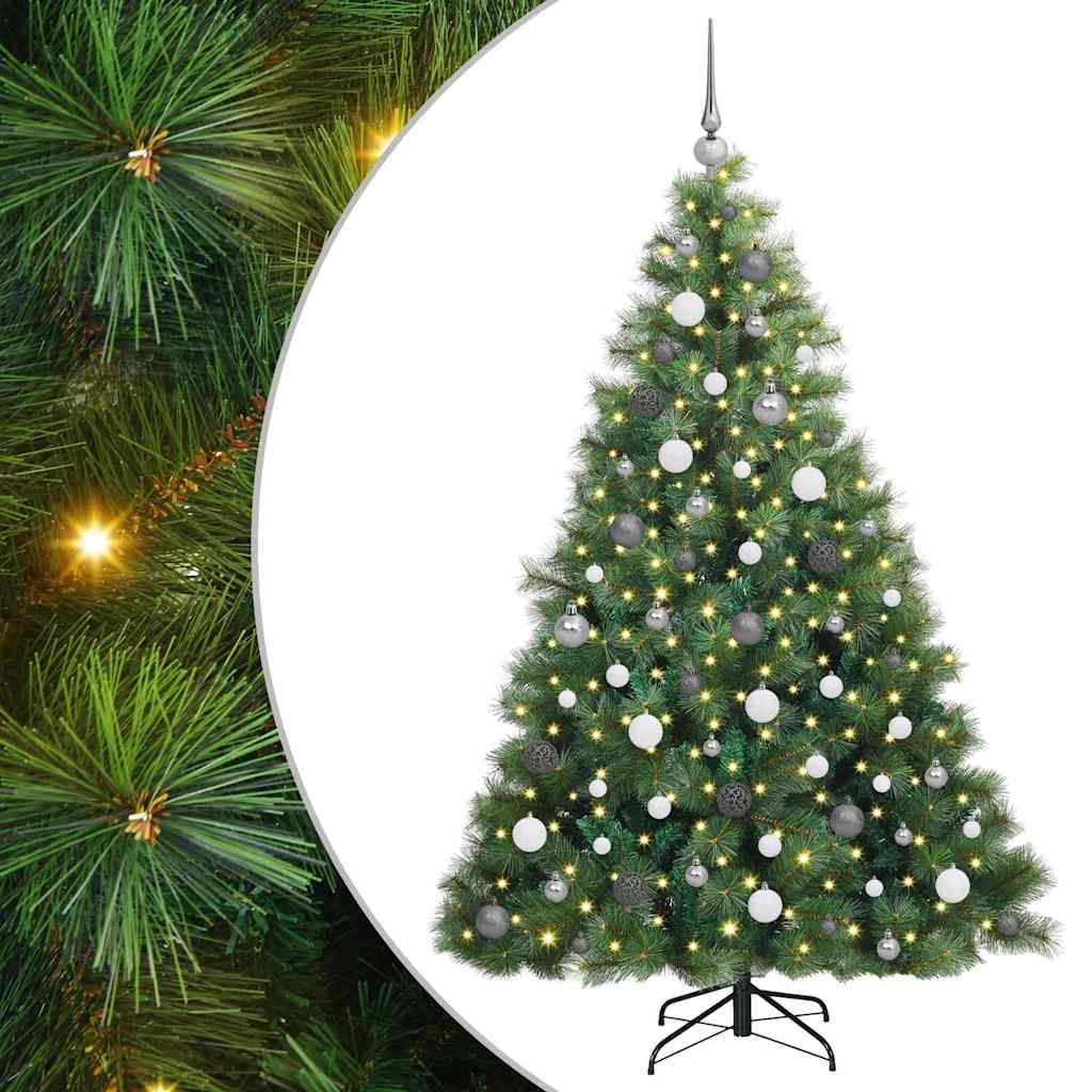 vidaXL Artificial Christmas Tree with 300 LEDs Green 180 cm PE and PVC - 52307