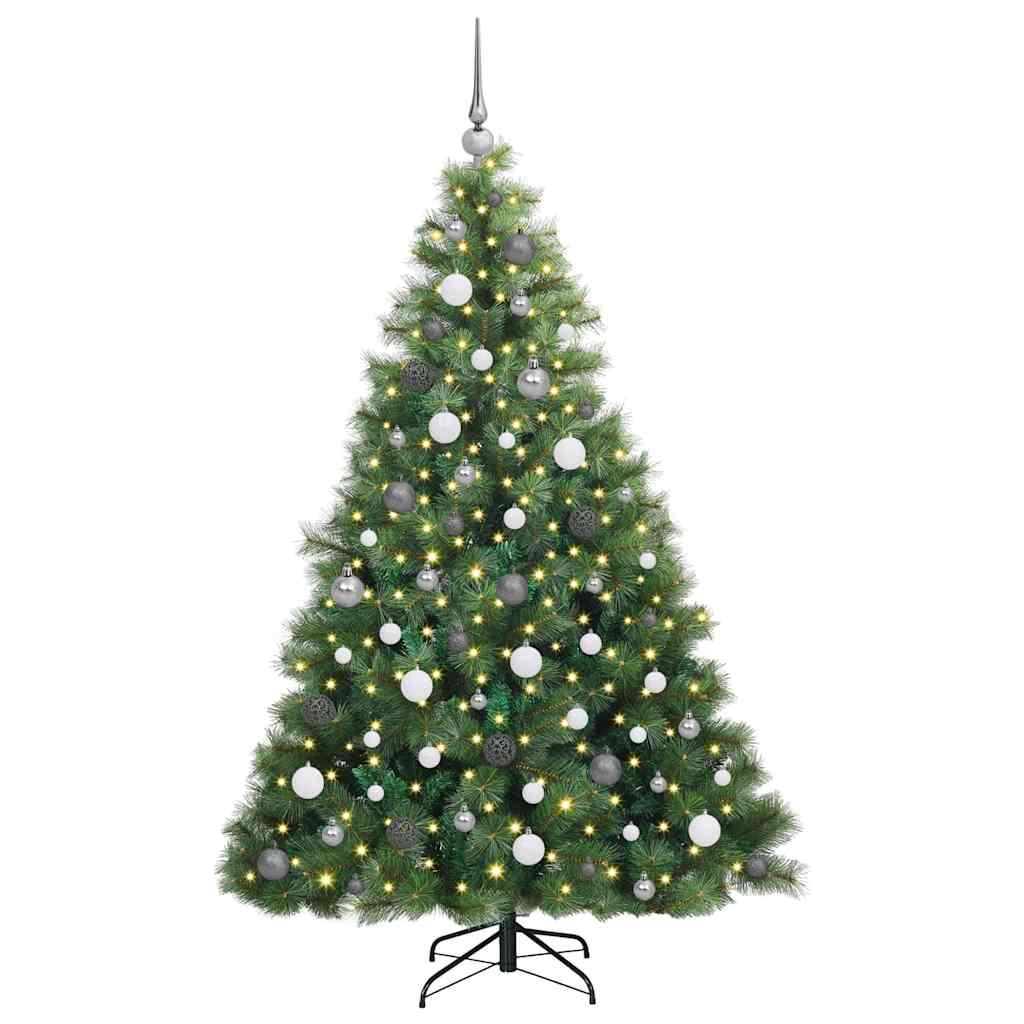 vidaXL Artificial Christmas Tree with 300 LEDs Green 180 cm PE and PVC - 52307