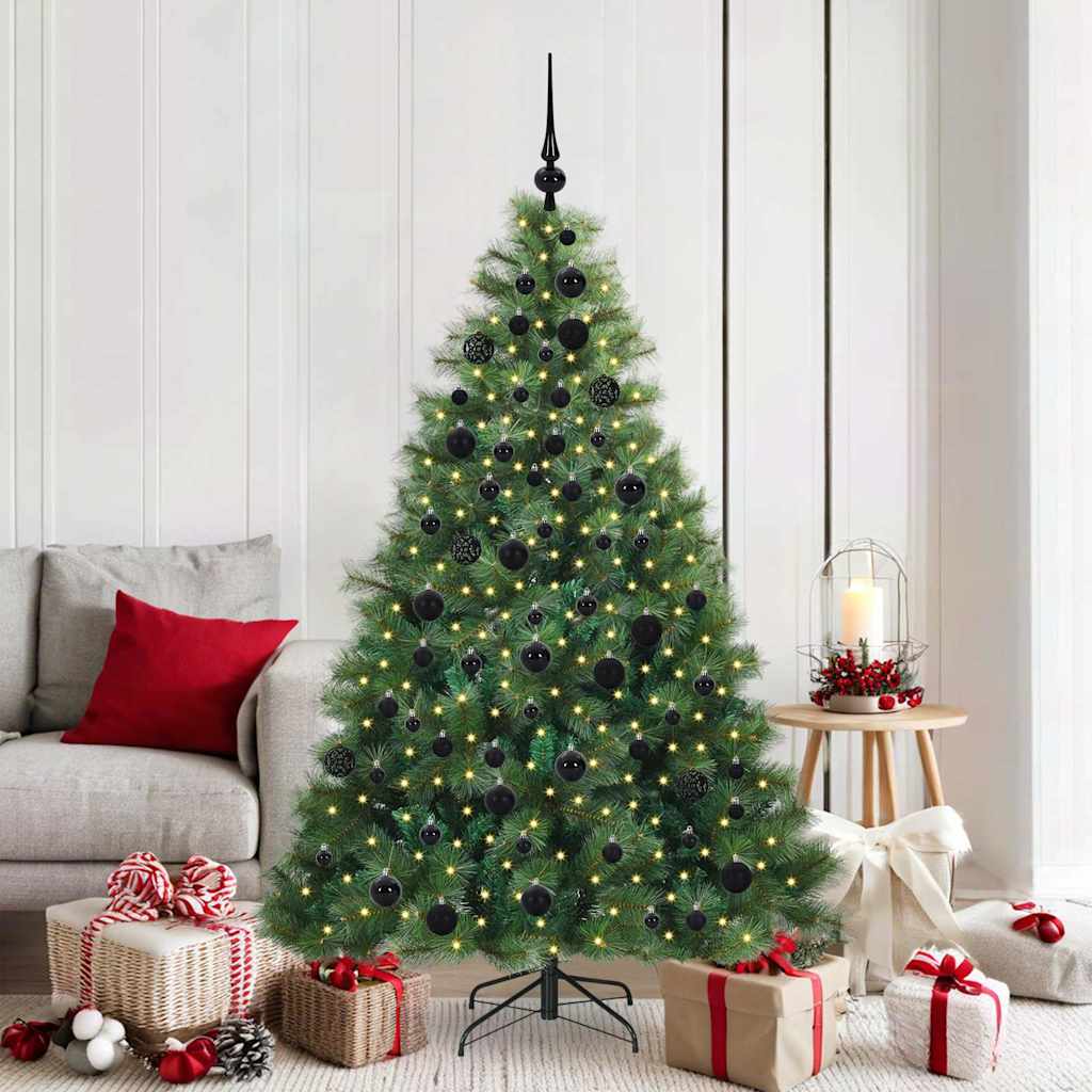 vidaXL Artificial Christmas Tree with 300 LEDs Green 180 cm PE and PVC - 52308