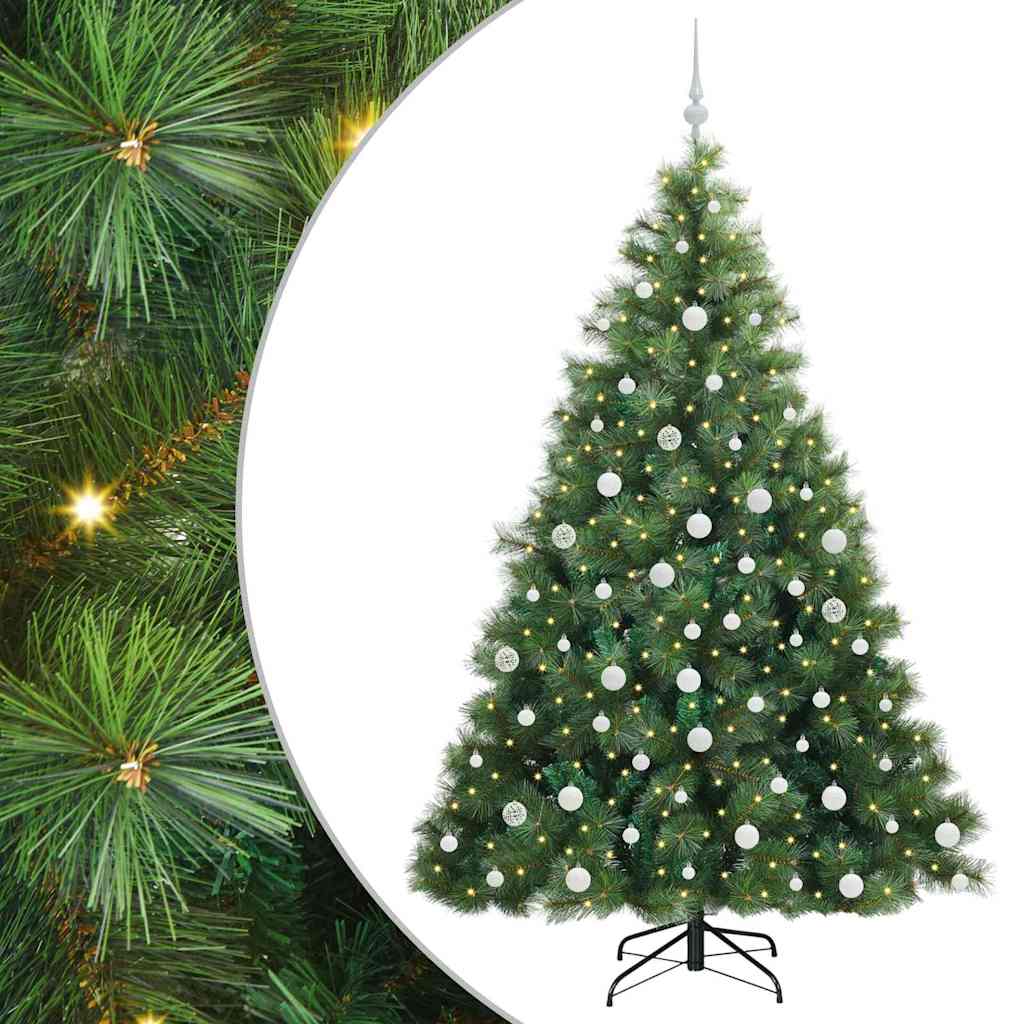 vidaXL Artificial Christmas Tree with 300 LEDs Green 180 cm PE and PVC - 52330