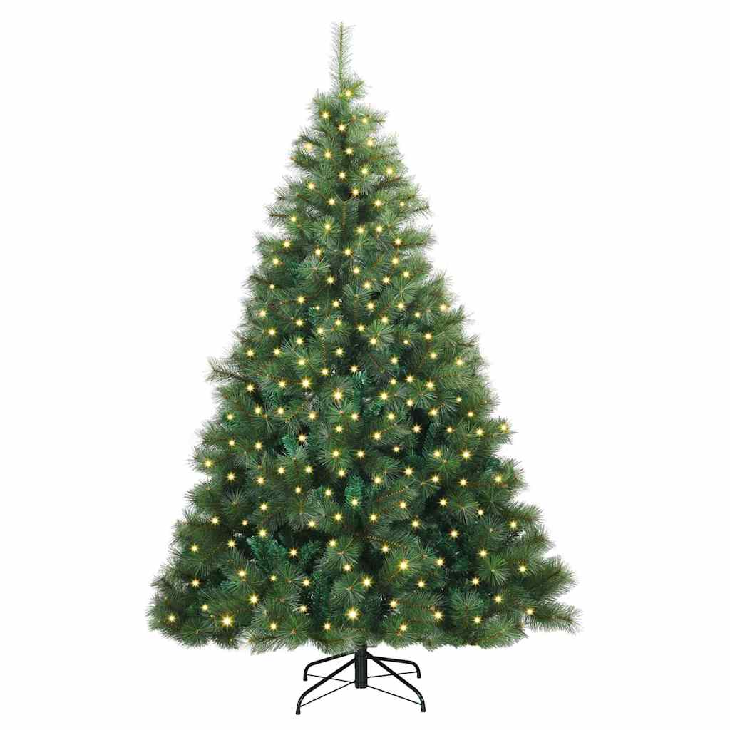 vidaXL Artificial Christmas Tree with 300 LEDs Green 210 cm PE and PVC - 52352
