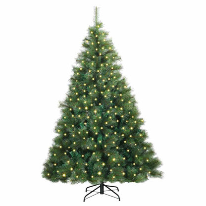 vidaXL Artificial Christmas Tree with 300 LEDs Green 210 cm PE and PVC - 52352