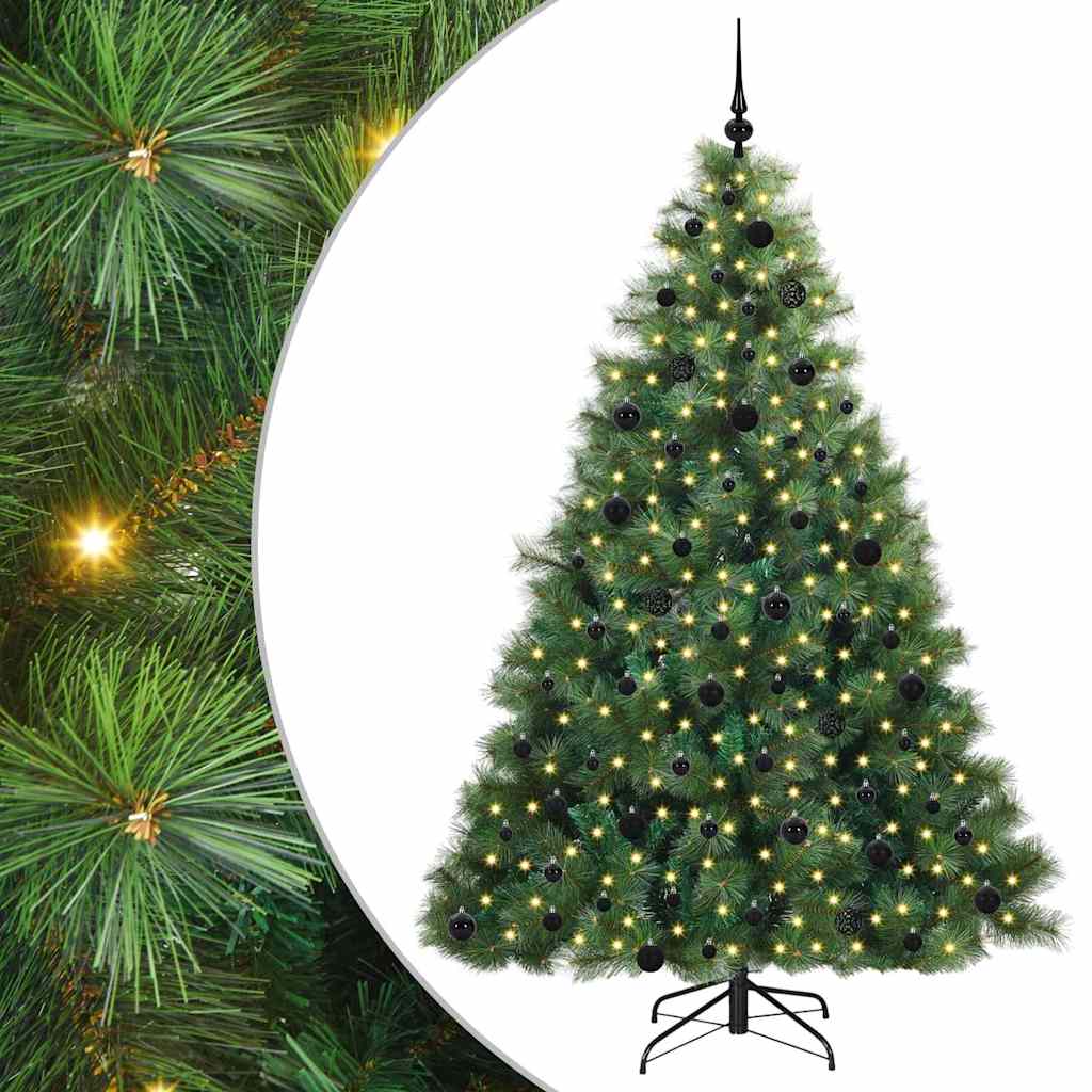 vidaXL Artificial Christmas Tree with 300 LEDs Green 210 cm PE and PVC - 52355