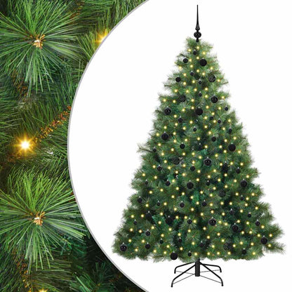 vidaXL Artificial Christmas Tree with 300 LEDs Green 210 cm PE and PVC - 52355
