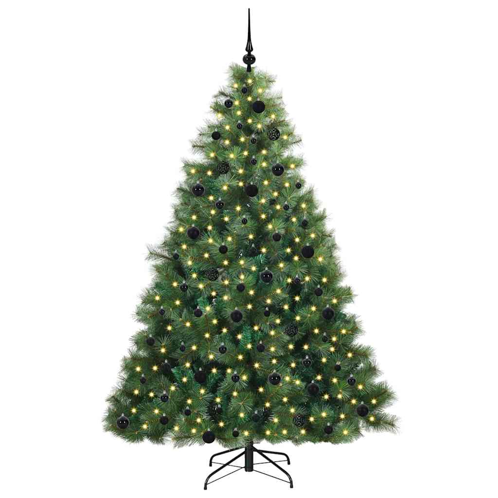 vidaXL Artificial Christmas Tree with 300 LEDs Green 210 cm PE and PVC - 52355