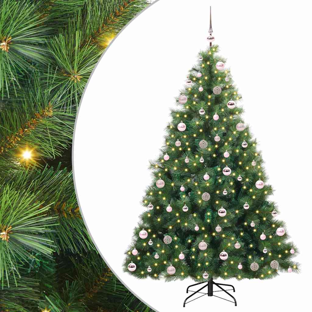 vidaXL Artificial Christmas Tree with 300 LEDs Green 210 cm PE and PVC - 52366
