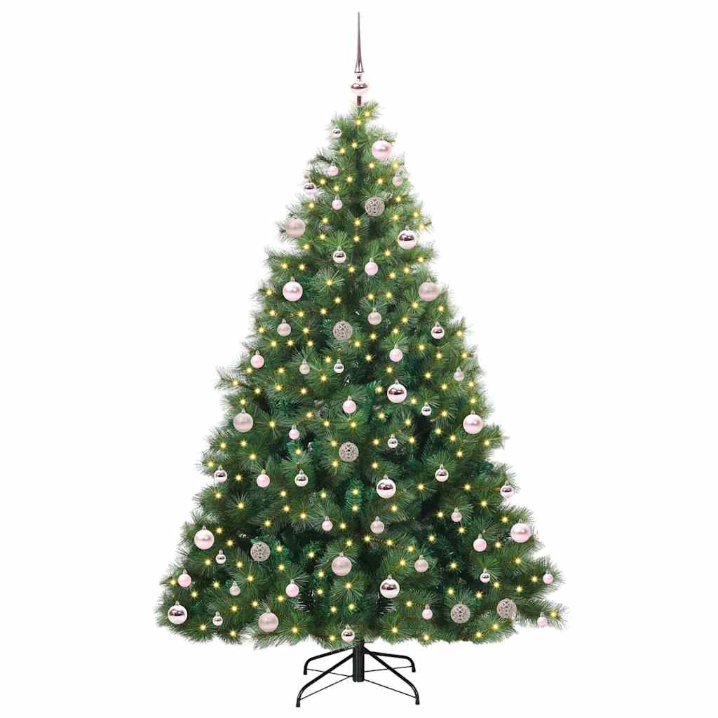 vidaXL Artificial Christmas Tree with 300 LEDs Green 210 cm PE and PVC - 52366
