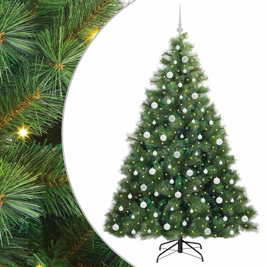 vidaXL Artificial Christmas Tree with 300 LEDs Green 210 cm PE and PVC - 52370