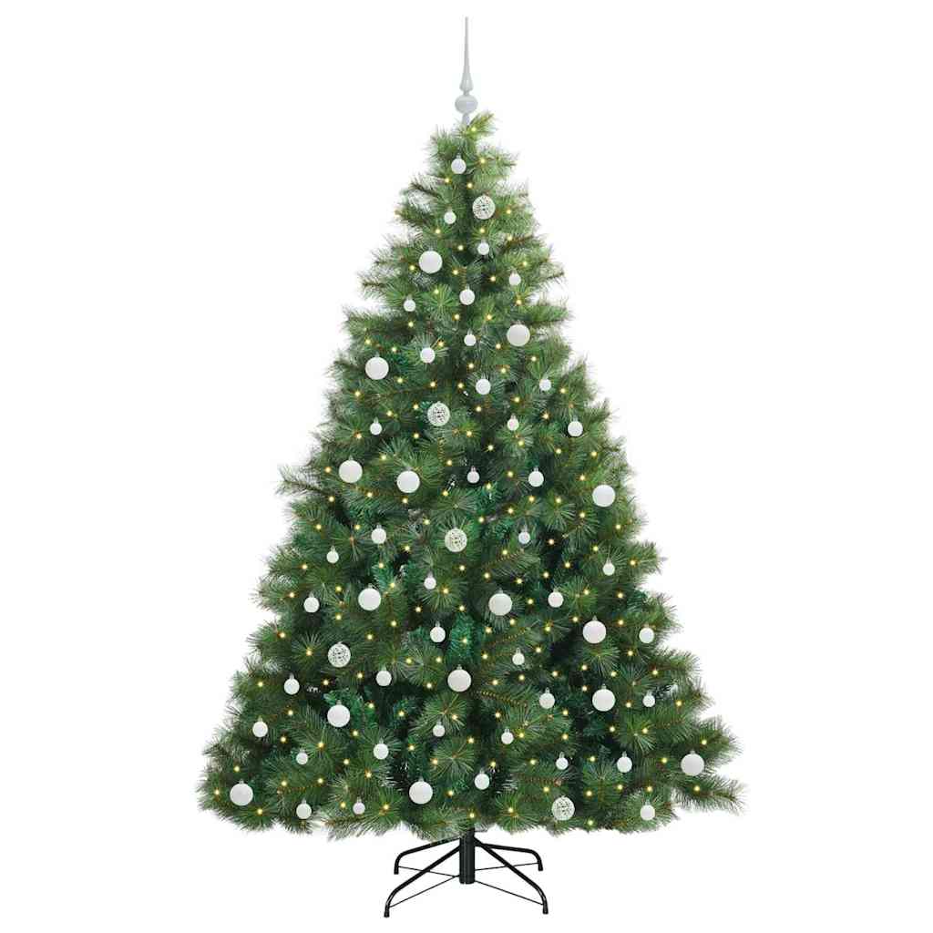 vidaXL Artificial Christmas Tree with 300 LEDs Green 210 cm PE and PVC - 52370