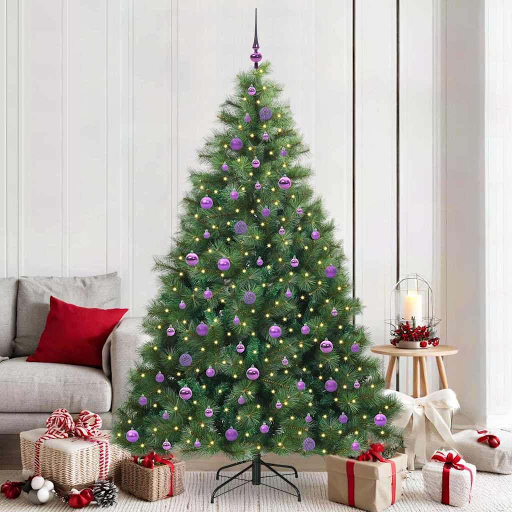 vidaXL Artificial Christmas Tree with 300 LEDs Green 210 cm PE and PVC - 52379