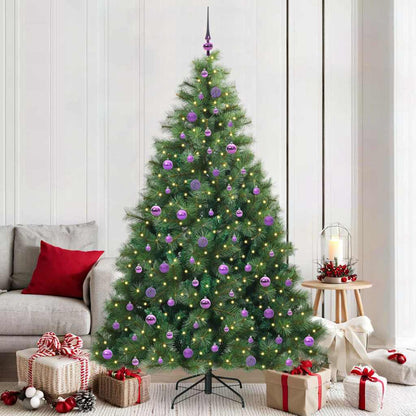 vidaXL Artificial Christmas Tree with 300 LEDs Green 210 cm PE and PVC - 52379