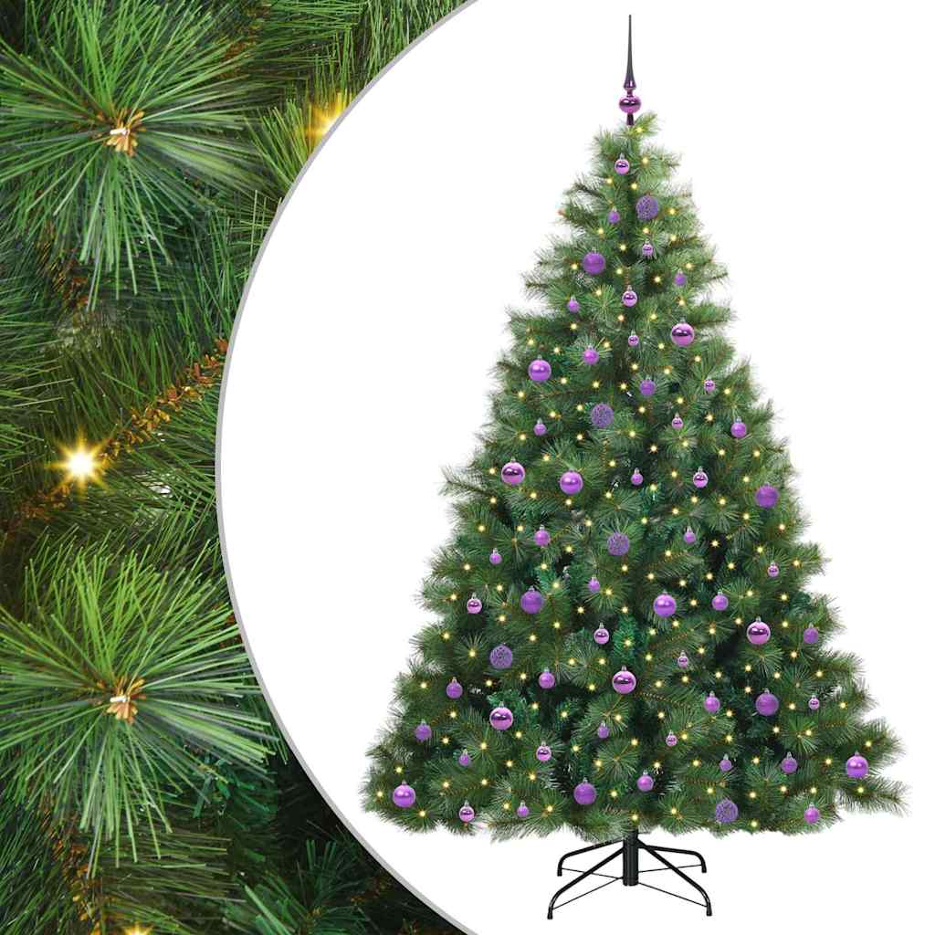 vidaXL Artificial Christmas Tree with 300 LEDs Green 210 cm PE and PVC - 52379
