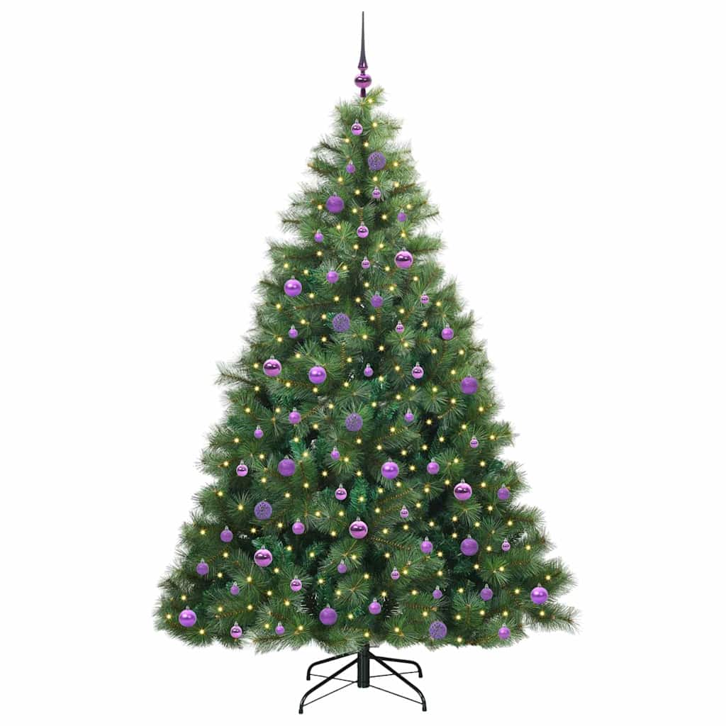 vidaXL Artificial Christmas Tree with 300 LEDs Green 210 cm PE and PVC - 52379