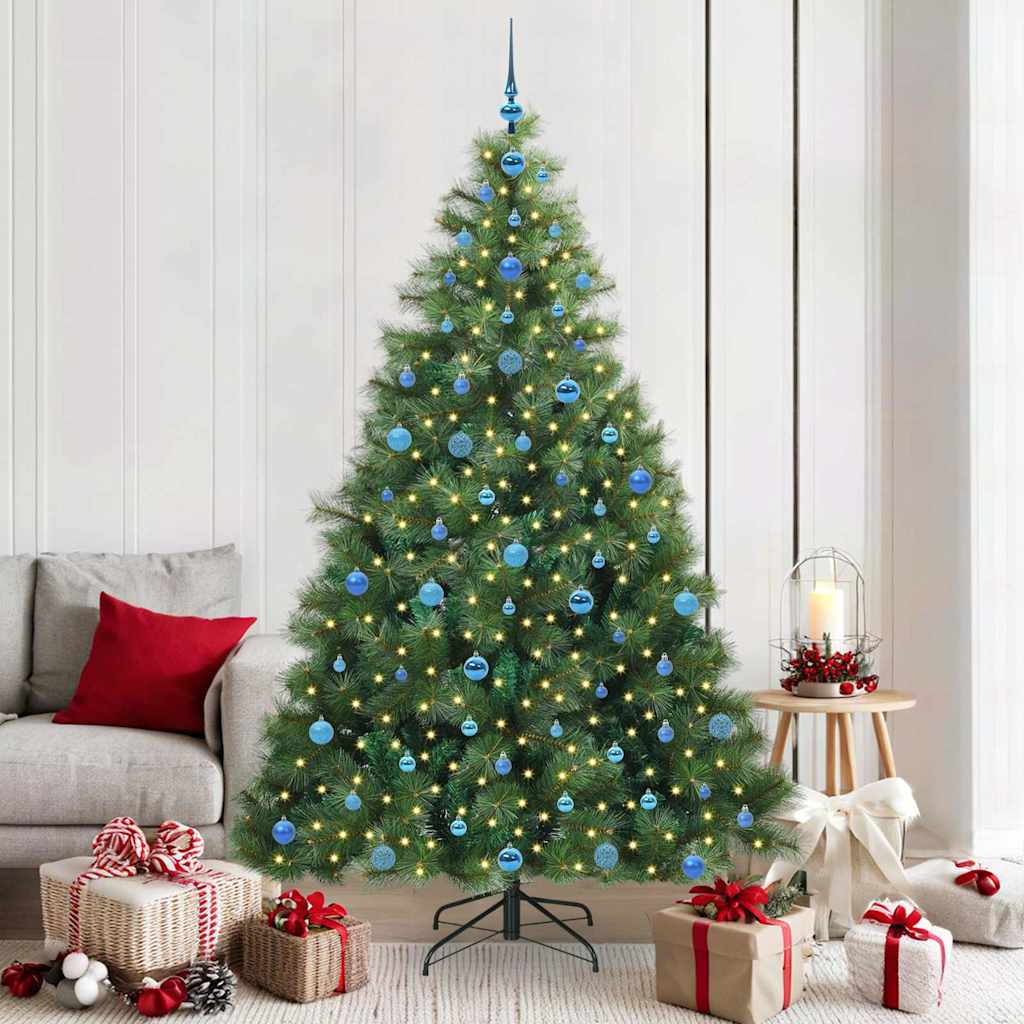 vidaXL Artificial Christmas Tree with 300 LEDs Green 210 cm PE and PVC - 52380