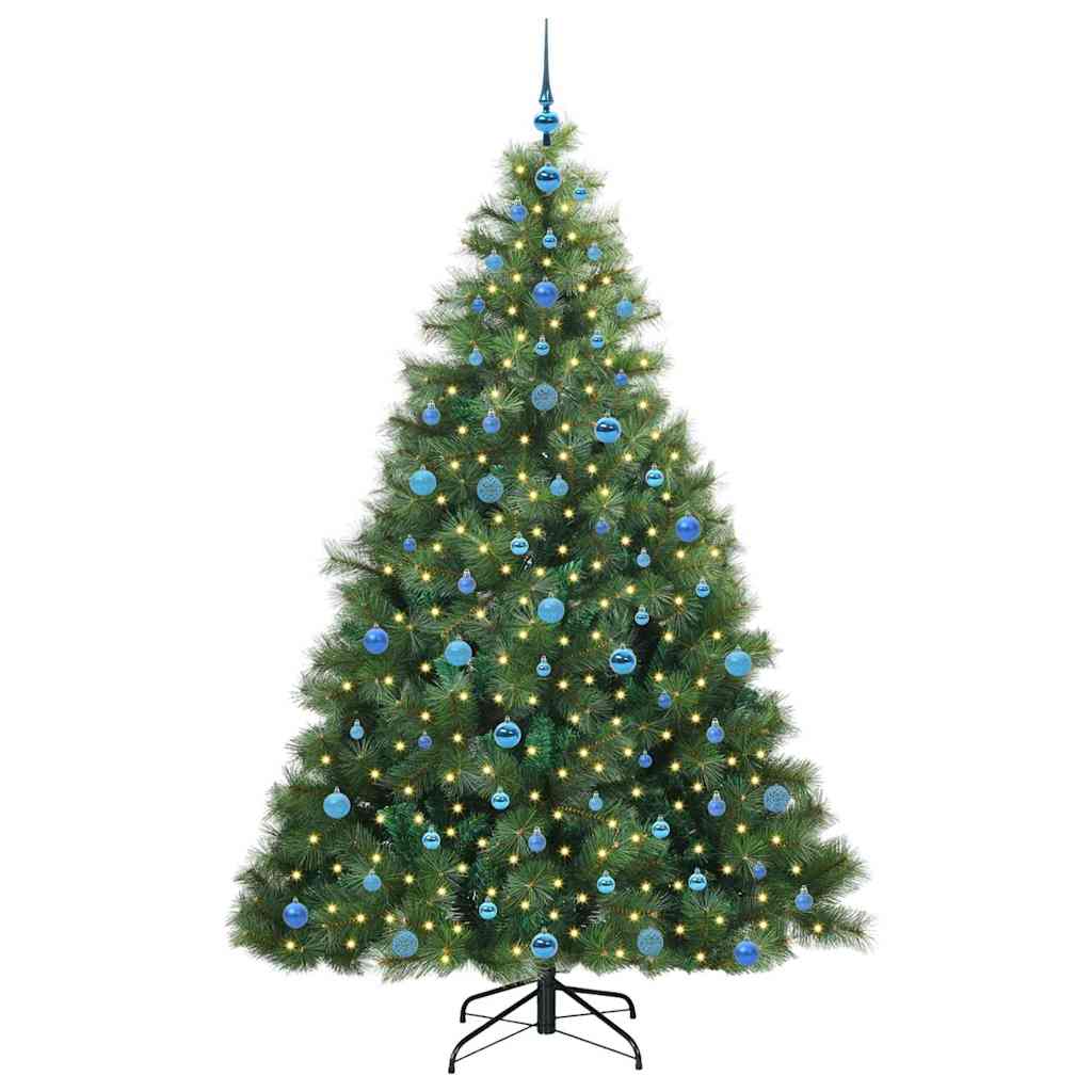 vidaXL Artificial Christmas Tree with 300 LEDs Green 210 cm PE and PVC - 52380