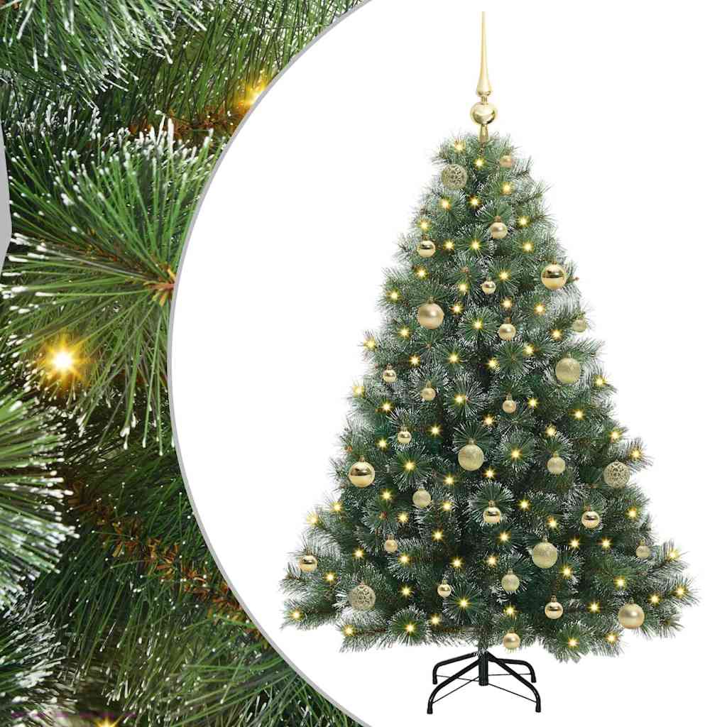 vidaXL Artificial Christmas Tree with 150 LEDs Green 150 cm PE and PVC - 52405