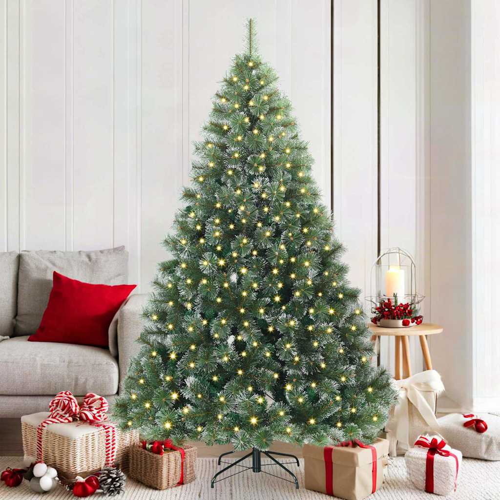 vidaXL Artificial Christmas Tree with 300 LEDs Green 180 cm PE and PVC - 52432