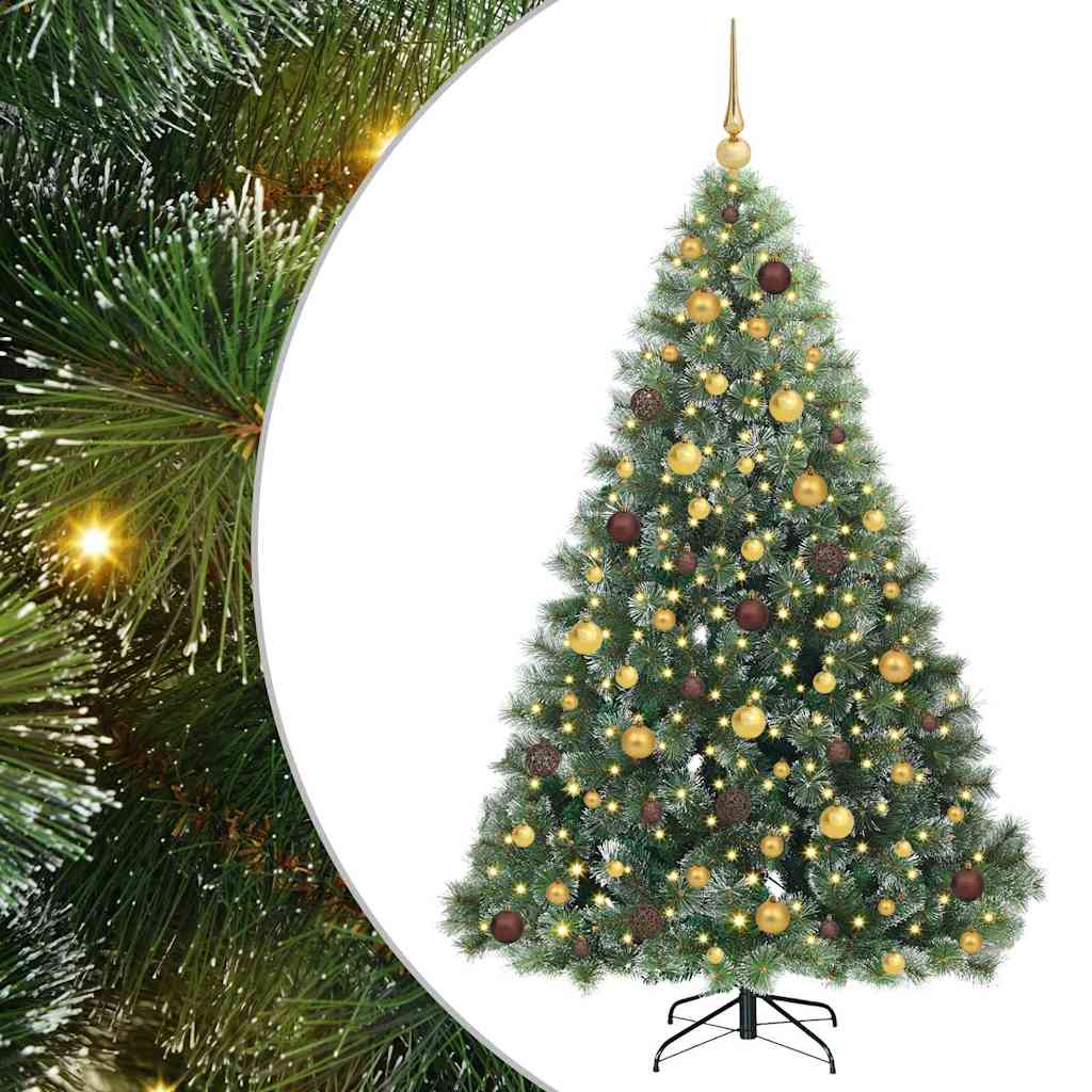 vidaXL Artificial Christmas Tree with 300 LEDs Green 180 cm PE and PVC - 52443