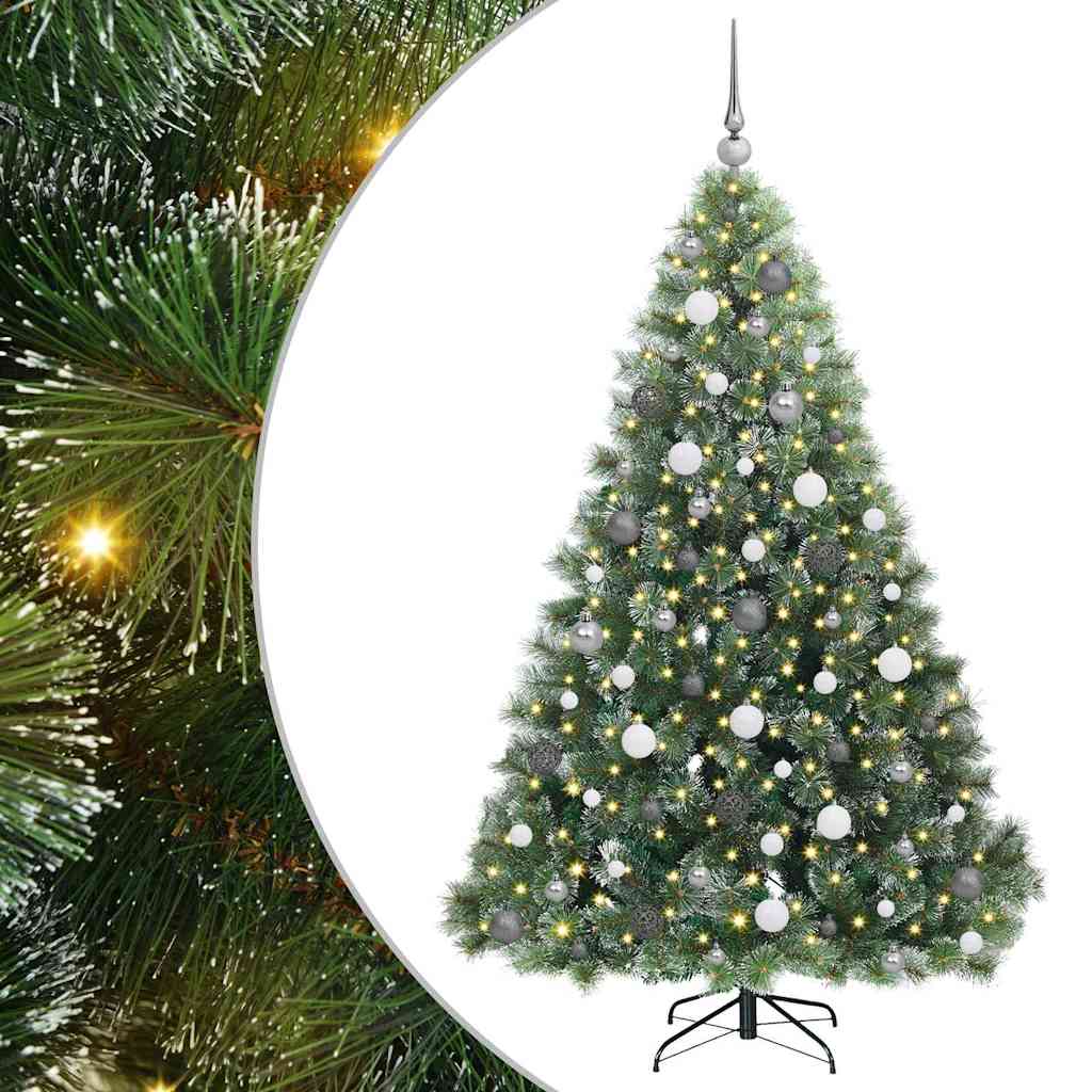 vidaXL Artificial Christmas Tree with 300 LEDs Green 180 cm PE and PVC - 52448