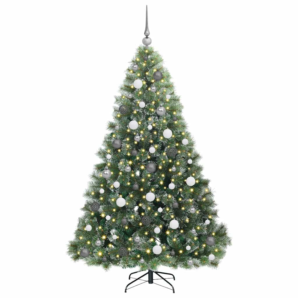 vidaXL Artificial Christmas Tree with 300 LEDs Green 180 cm PE and PVC - 52448