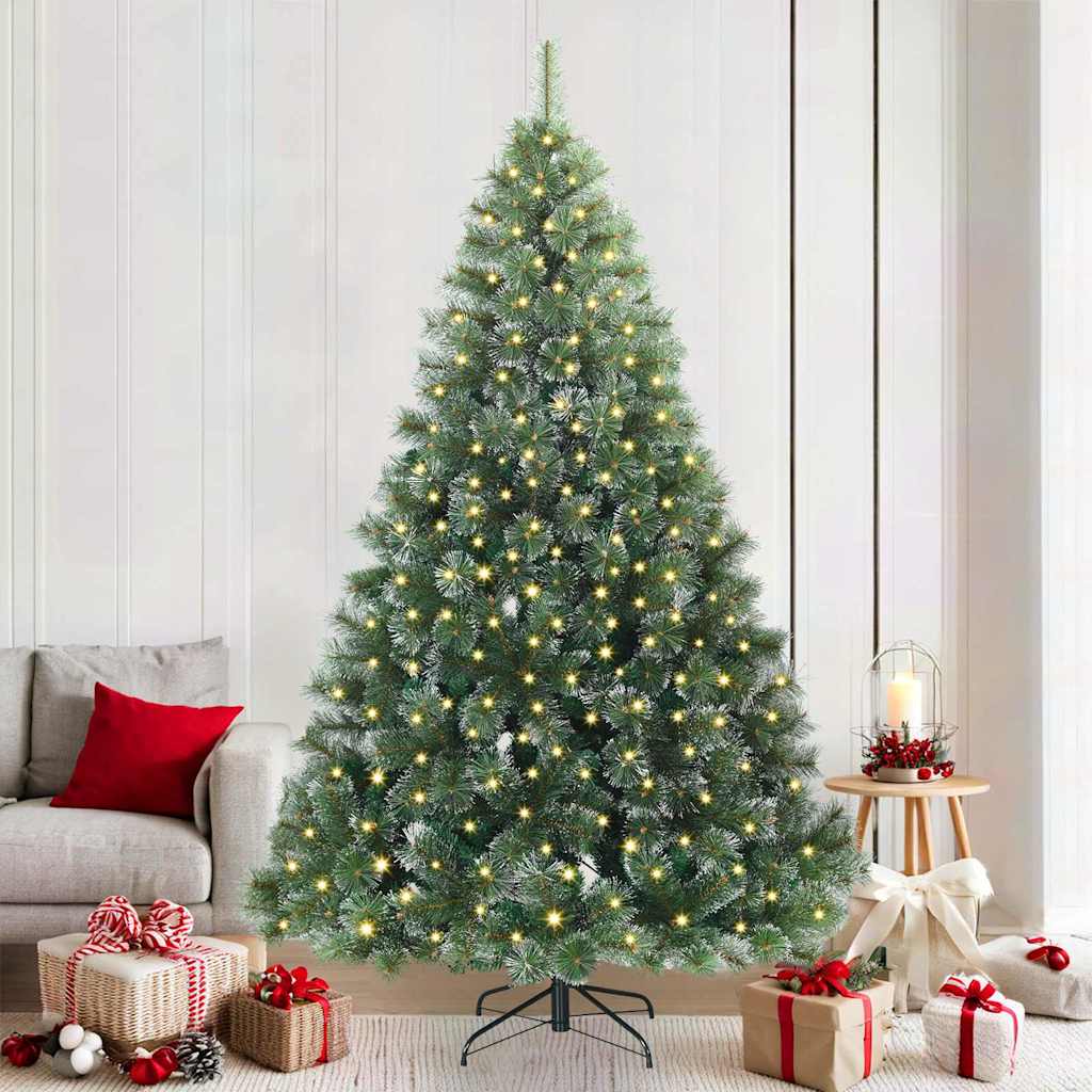 vidaXL Artificial Christmas Tree with 300 LEDs Green 210 cm PE and PVC - 52496