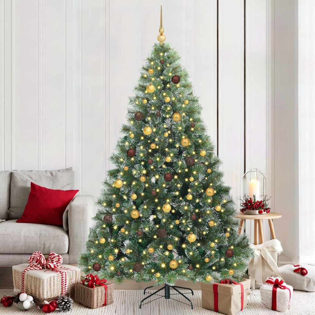 vidaXL Artificial Christmas Tree with 300 LEDs Green 210 cm PE and PVC - 52507