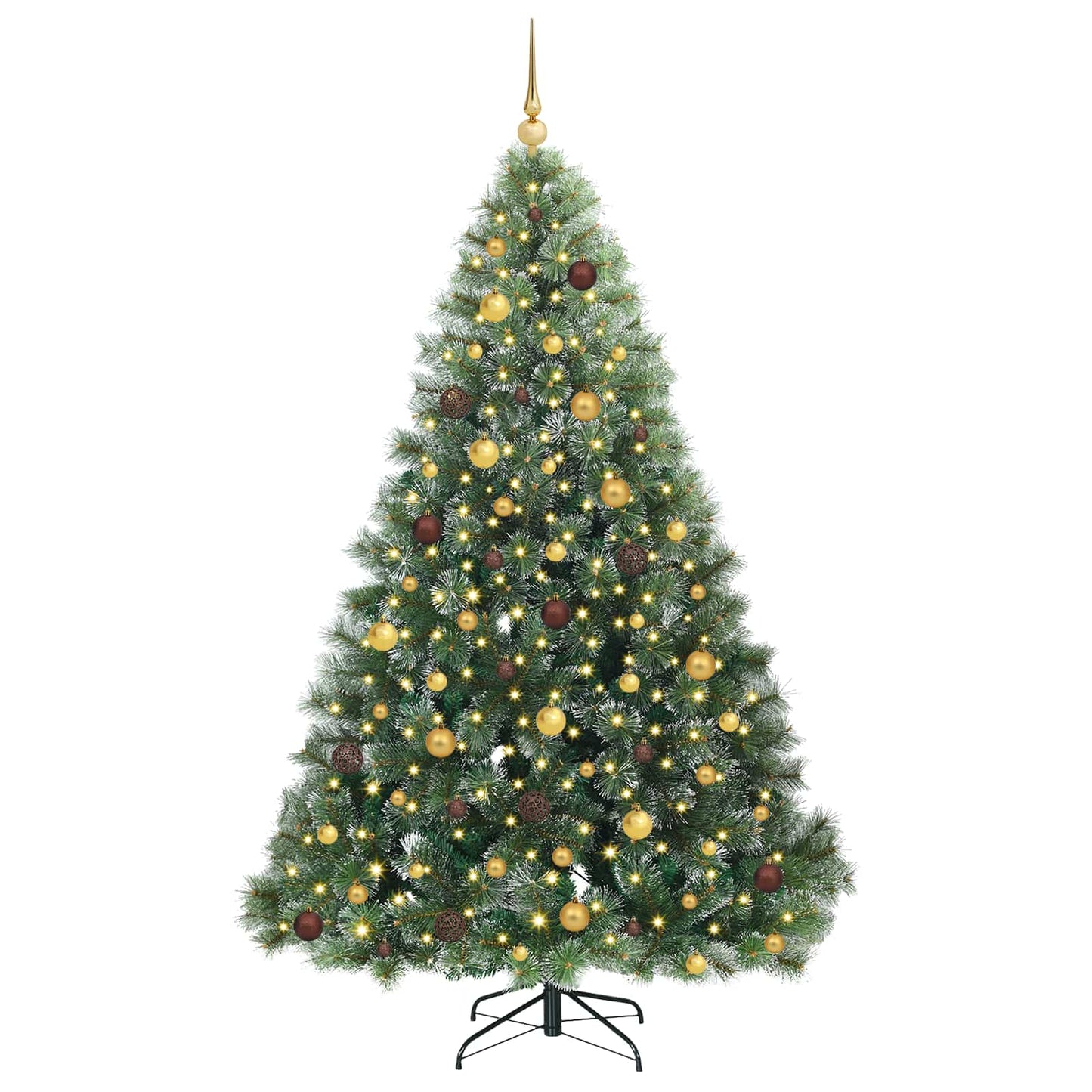 vidaXL Artificial Christmas Tree with 300 LEDs Green 210 cm PE and PVC - 52507