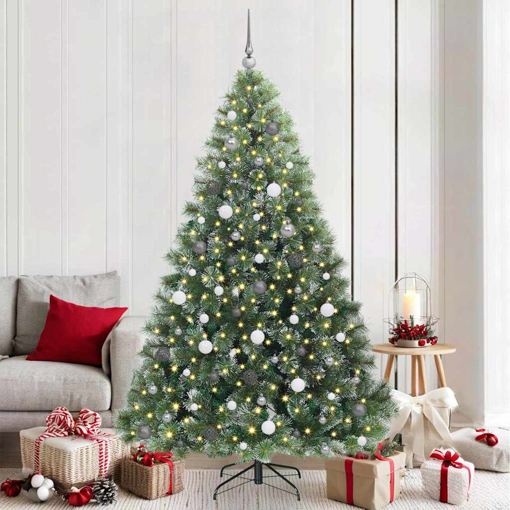vidaXL Artificial Christmas Tree with 300 LEDs Green 210 cm PE and PVC - 52514