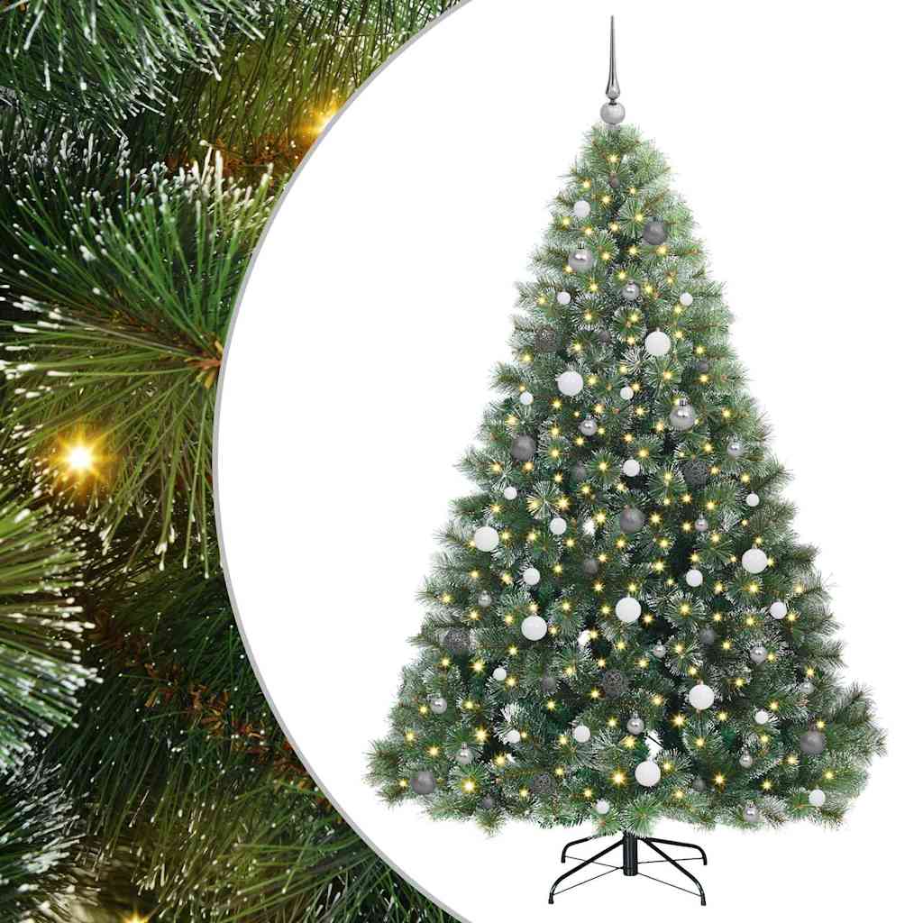 vidaXL Artificial Christmas Tree with 300 LEDs Green 210 cm PE and PVC - 52514