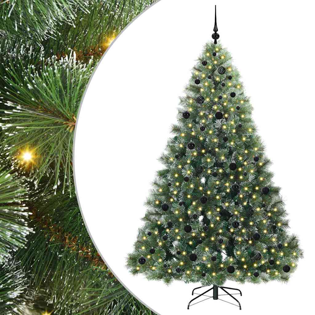 vidaXL Artificial Christmas Tree with 300 LEDs Green 210 cm PE and PVC - 52518