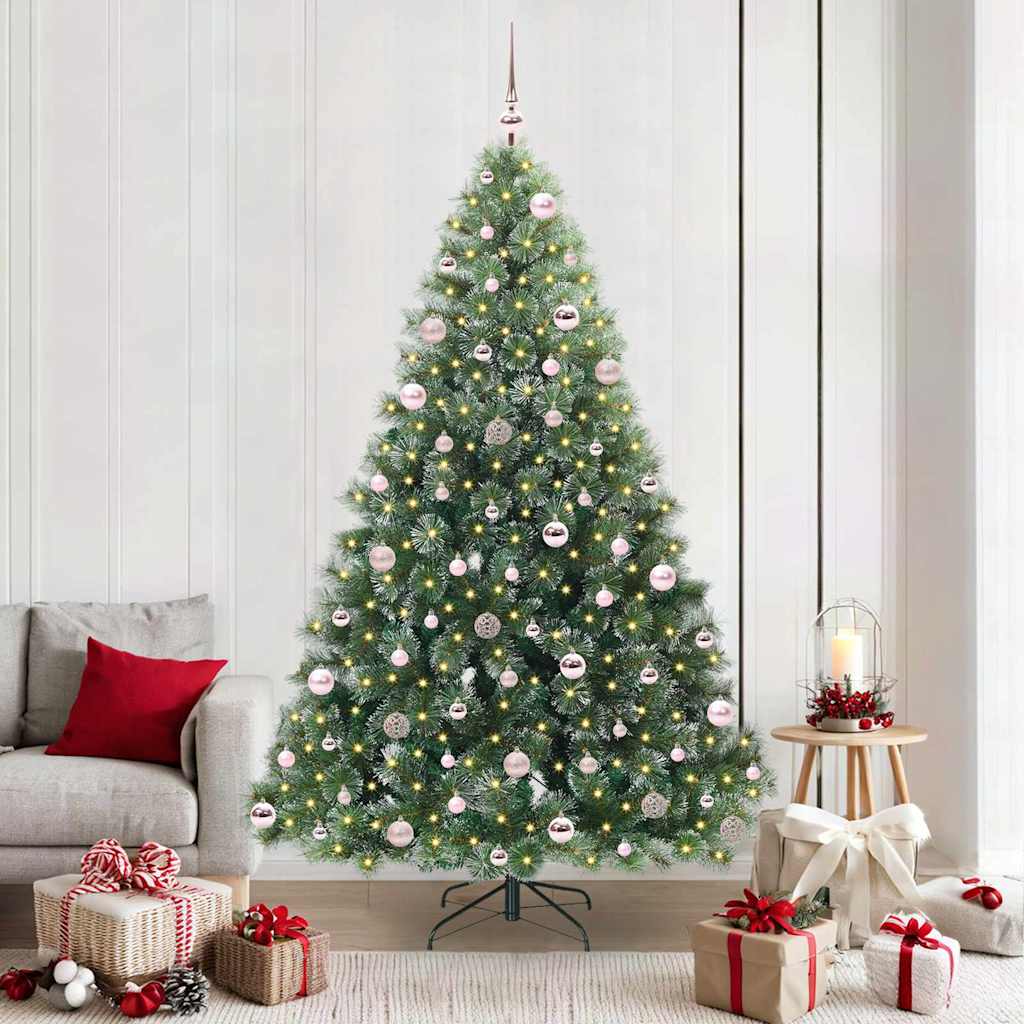 vidaXL Artificial Christmas Tree with 300 LEDs Green 210 cm PE and PVC - 52529