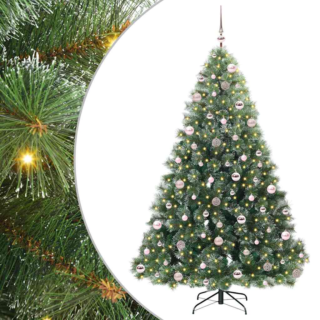 vidaXL Artificial Christmas Tree with 300 LEDs Green 210 cm PE and PVC - 52529