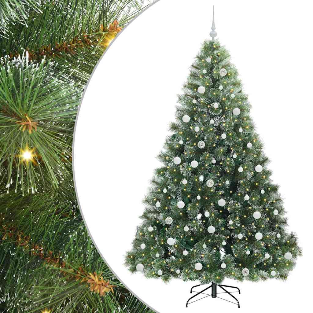 vidaXL Artificial Christmas Tree with 300 LEDs Green 210 cm PE and PVC - 52540