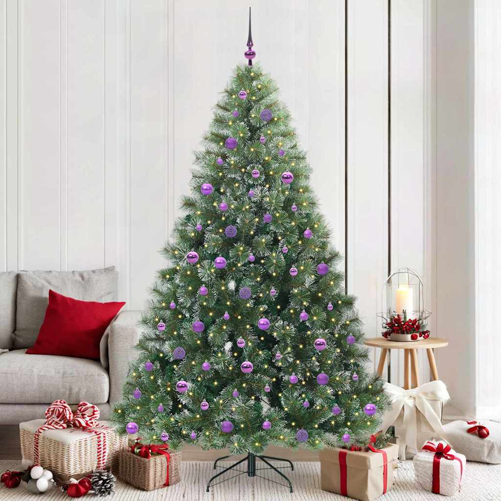 vidaXL Artificial Christmas Tree with 300 LEDs Green 210 cm PE and PVC - 52544