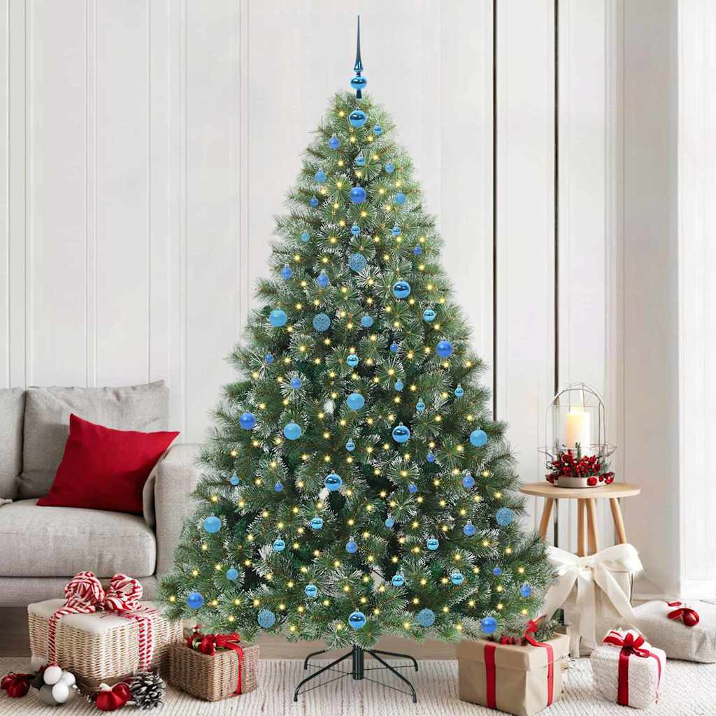 vidaXL Artificial Christmas Tree with 300 LEDs Green 210 cm PE and PVC - 52557