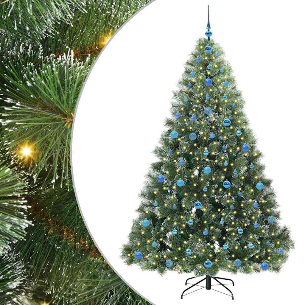 vidaXL Artificial Christmas Tree with 300 LEDs Green 210 cm PE and PVC - 52557