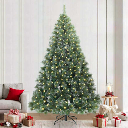 vidaXL Artificial Christmas Tree with 300 LEDs Green 240 cm PE and PVC - 52558