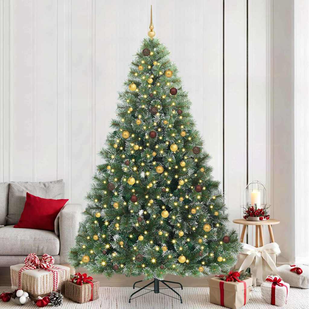 vidaXL Artificial Christmas Tree with 300 LEDs Green 240 cm PE and PVC - 52571