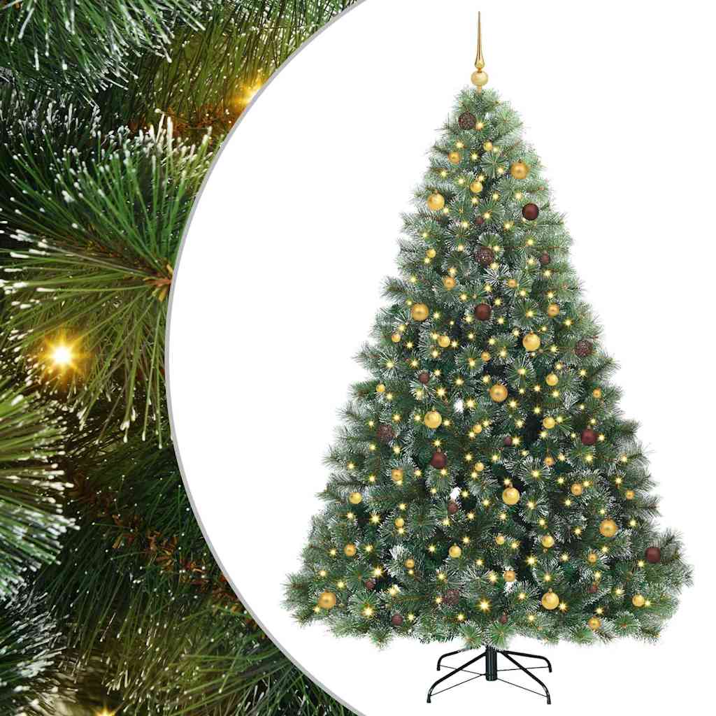 vidaXL Artificial Christmas Tree with 300 LEDs Green 240 cm PE and PVC - 52571