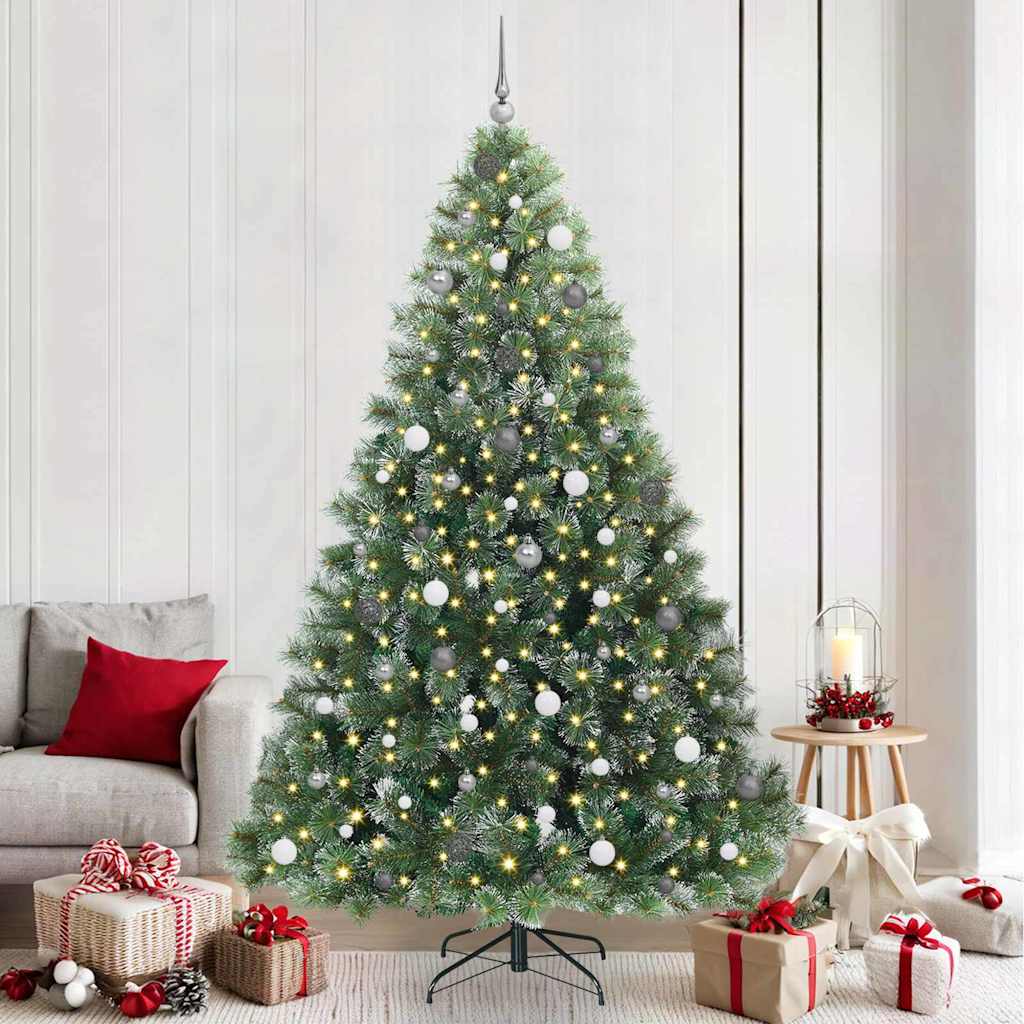 vidaXL Artificial Christmas Tree with 300 LEDs Green 240 cm PE and PVC - 52580