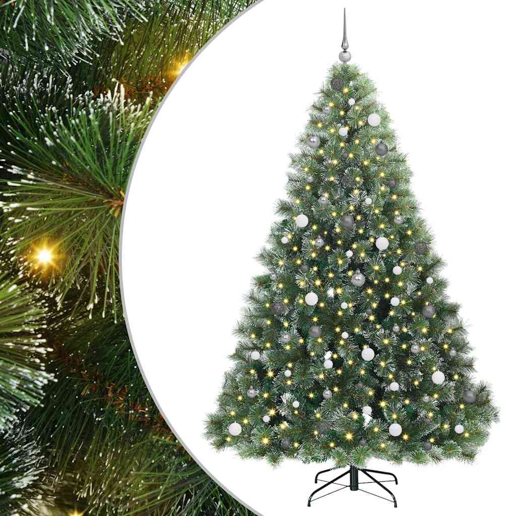 vidaXL Artificial Christmas Tree with 300 LEDs Green 240 cm PE and PVC - 52580