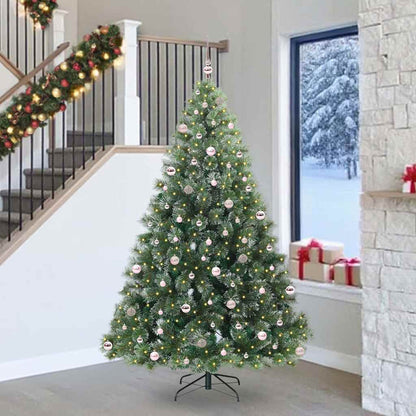 vidaXL Artificial Christmas Tree with 300 LEDs Green 240 cm PE and PVC - 52586