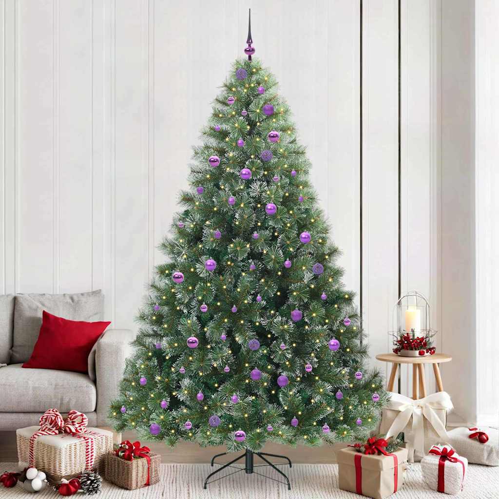 vidaXL Artificial Christmas Tree with 300 LEDs Green 240 cm PE and PVC - 52592