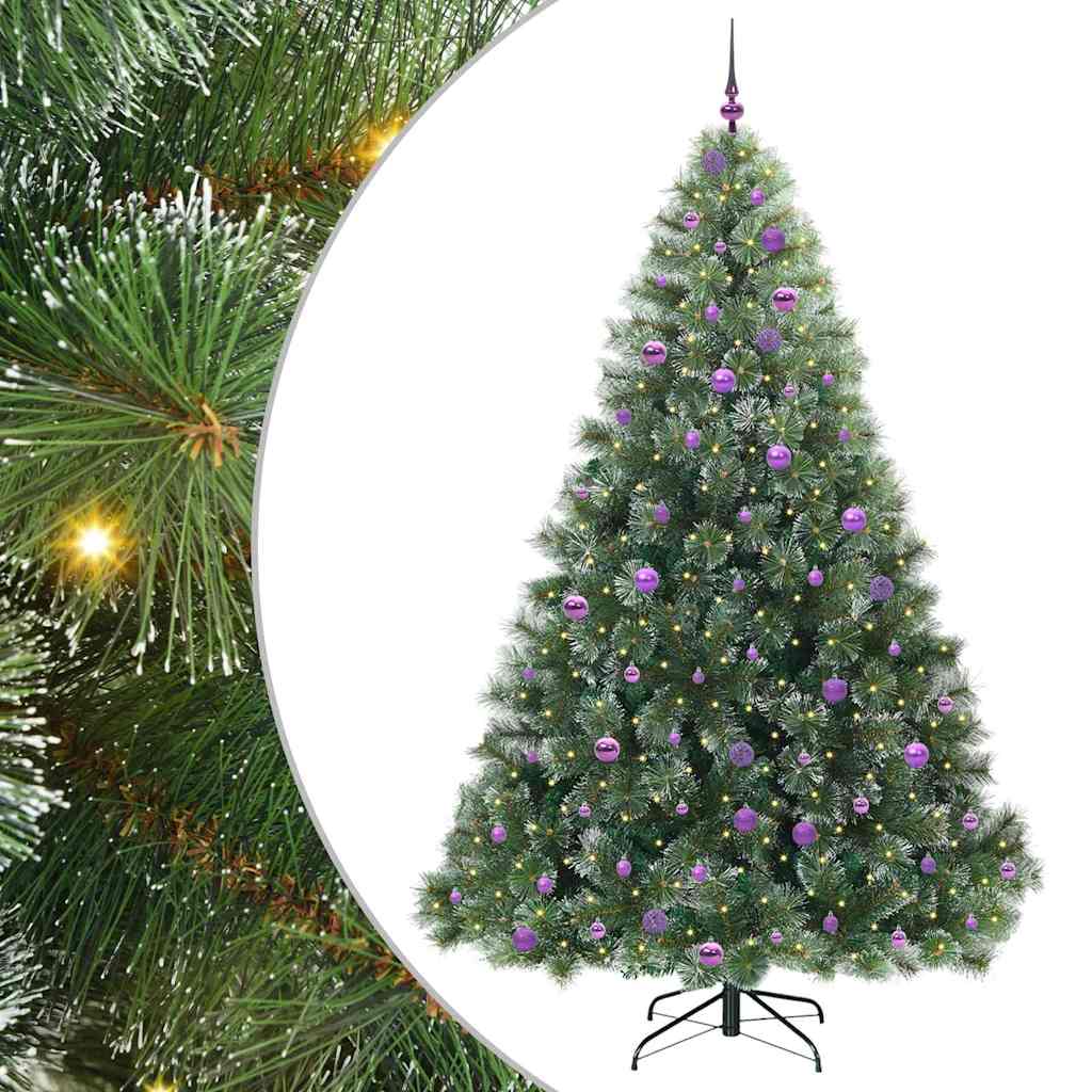 vidaXL Artificial Christmas Tree with 300 LEDs Green 240 cm PE and PVC - 52592