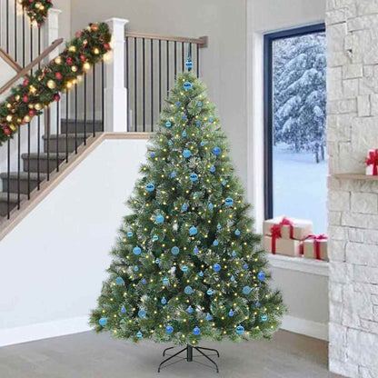 vidaXL Artificial Christmas Tree with 300 LEDs Green 240 cm PE and PVC - 52597