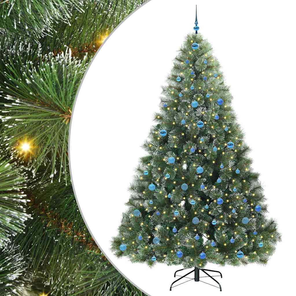 vidaXL Artificial Christmas Tree with 300 LEDs Green 240 cm PE and PVC - 52597